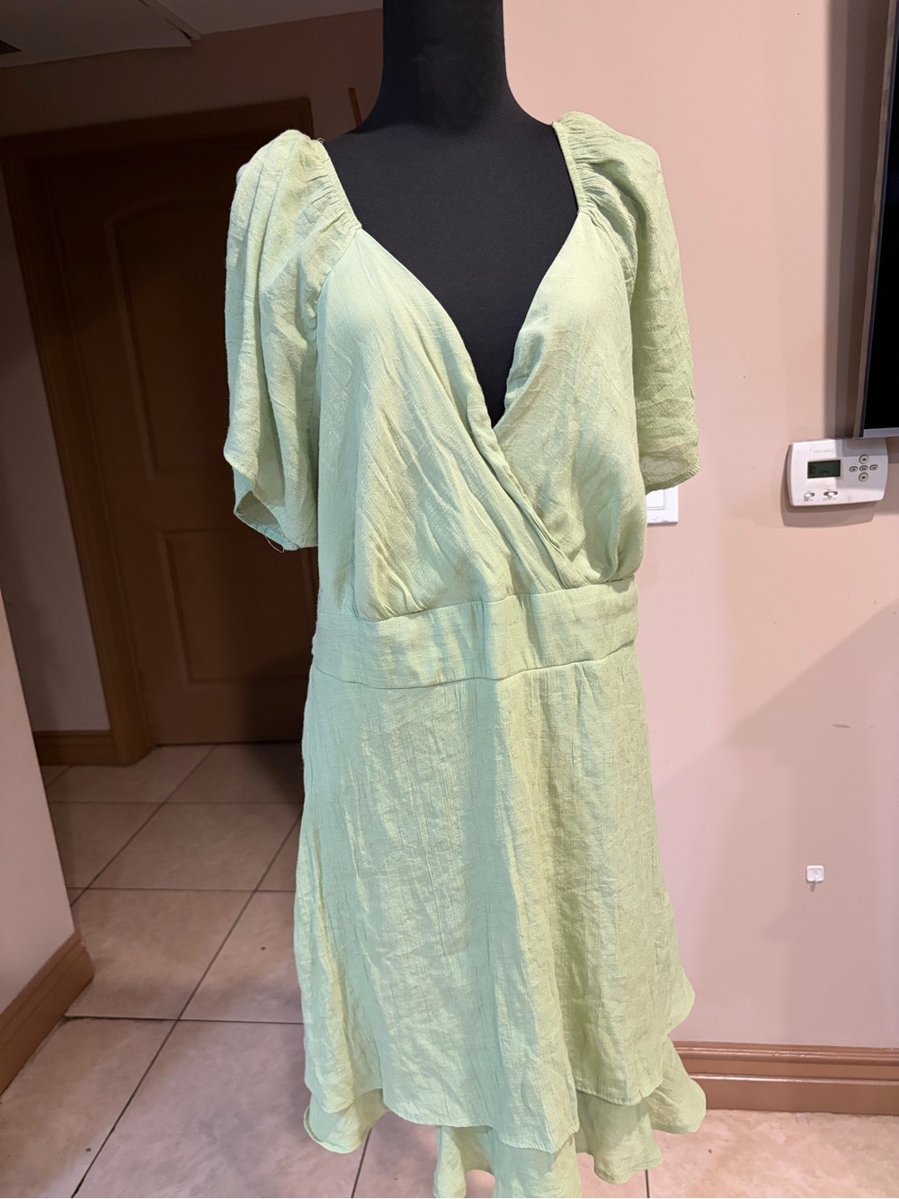 Light Green Midi Wrap Dress
